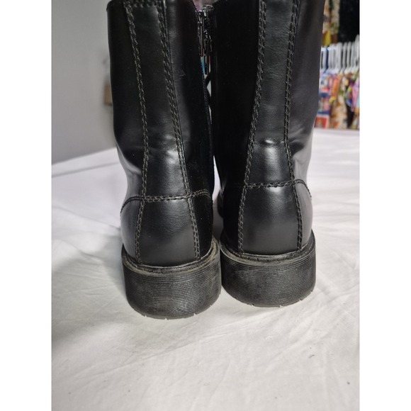 Black Combat Lug Boots Women's Size US 8.5 Military Style With Memory Foam - Picture 3 of 11